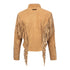 Ladies Beaded Suede Fringe Light Brown Military Jacket