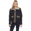 Ladies Faux Shearling Jacket with Rimmed Hood