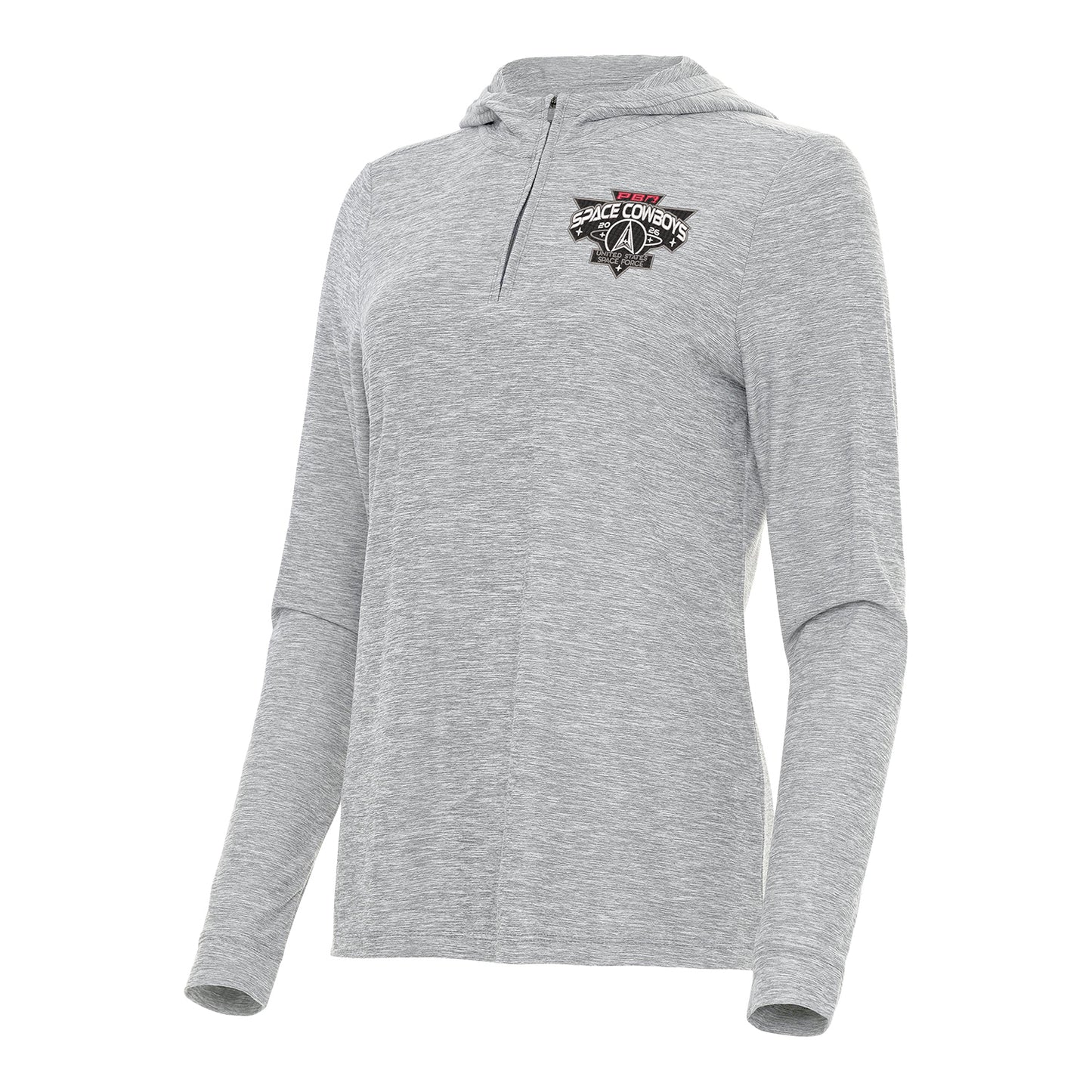 PBR x Anigua Space Cowboys 2026 Online Exclusive Ladies Daybreak 1/4 Zip Pullover Hood - Skyscraper Heather