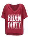 PBR Ridin' Dirty Crimson Ladies T-Shirt