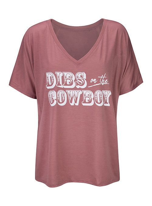 PBR Dibs on the Cowboy Ladies T-Shirt in Mauve - Front View