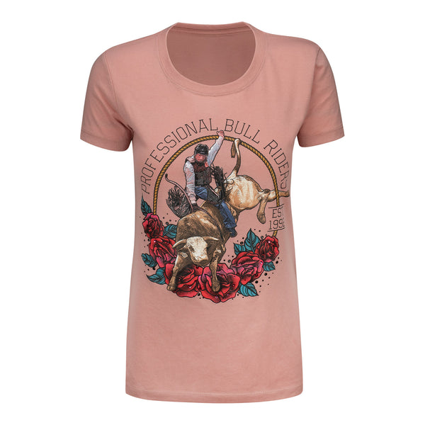 PBR Ladies Rose Rhinestone T-Shirt - Front View