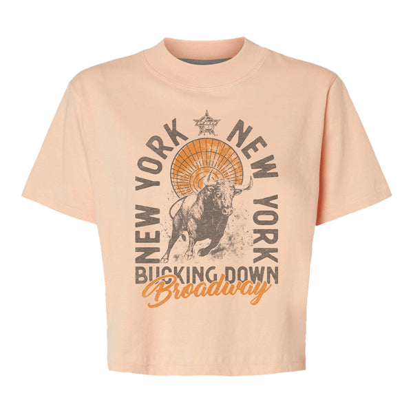 Ladies Bucking Down Broadway New York T-Shirt - Front View