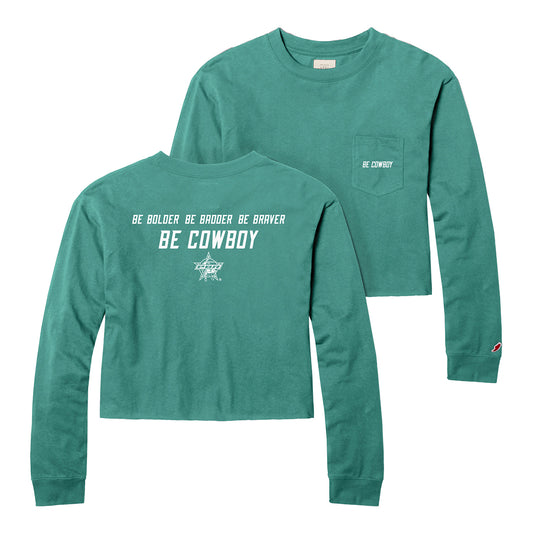 PBR Ladies Be cowboy Cropped L/S Shirt - Jade