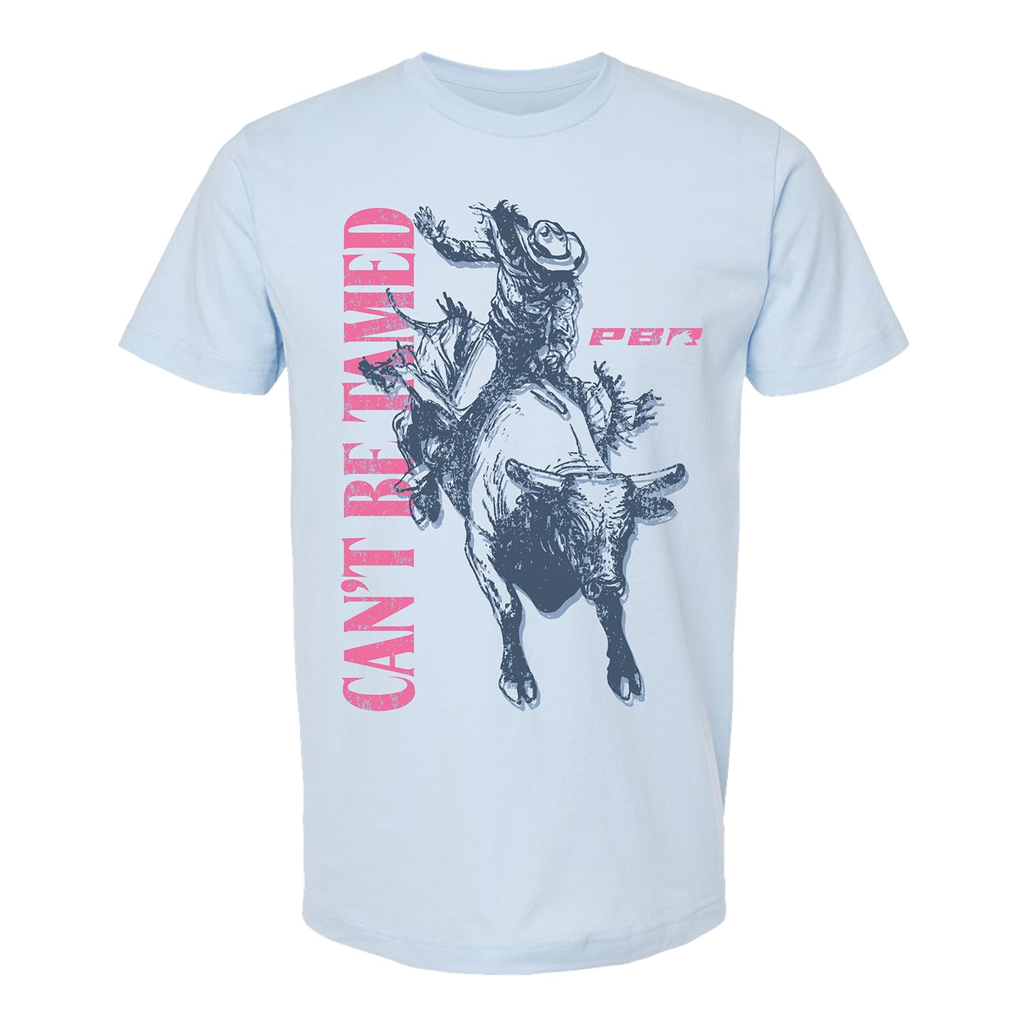 PBR Ladies Can't Be Tamed Bucking Bull T-Shirt - Baby Blue