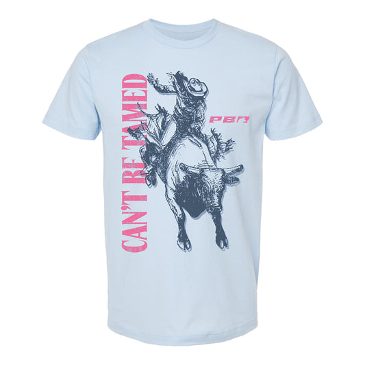 PBR Ladies Can't Be Tamed Bucking Bull T-Shirt - Baby Blue