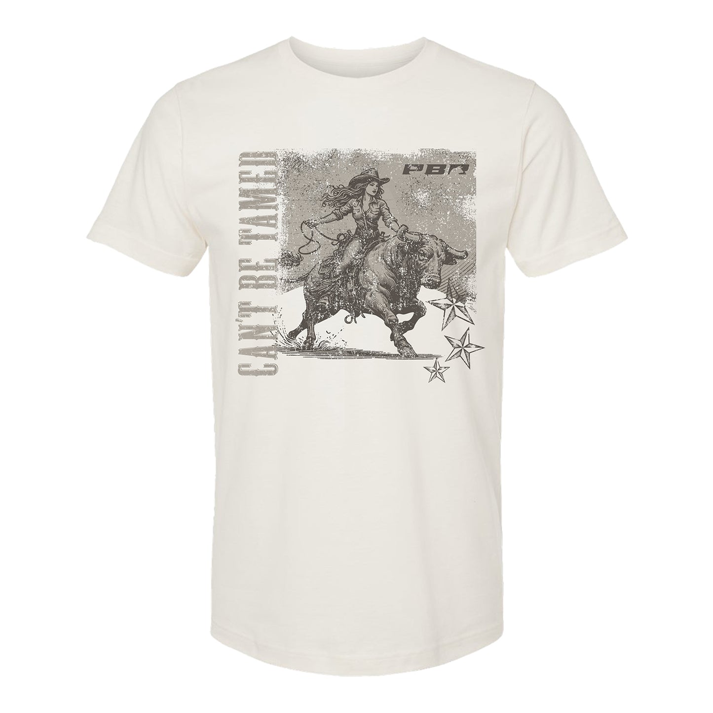 PBR Ladies Cant Be Tamed Bull Rider T-Shirt - Vintage White