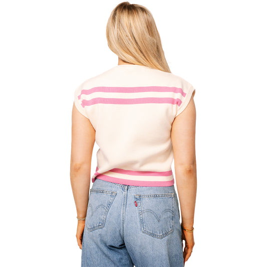PBR x Queen of Sparkles Pink Stripe Sweater Tank - Cream