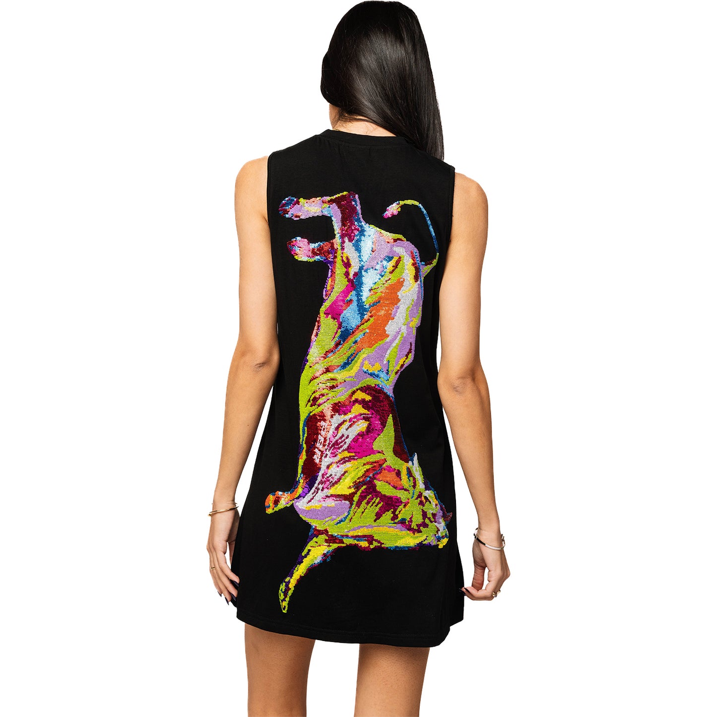 PBR x Queen of Sparkles Rainbow Bull Dress - Black
