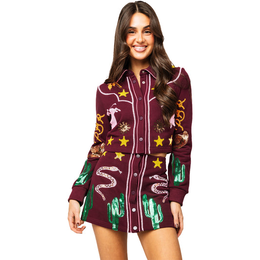 PBR x Queen of Sparkles Long Sleeve Icon Top - Maroon