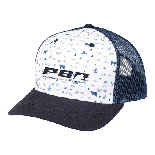PBR Western Icon Mesh Back Trucker Hat - Navy/White