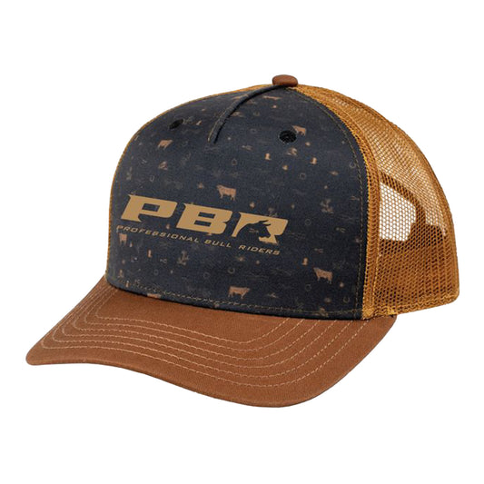 PBR Western Icon Mesh Back Trucker Hat - Camel/Black