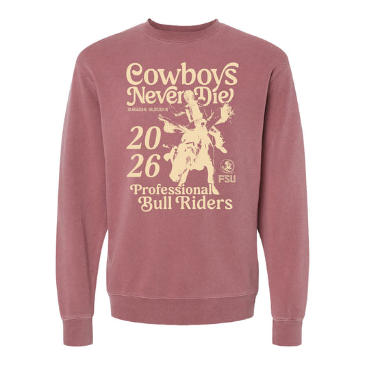 PBR FSU Cowboys Never Die Coordinates Crewneck - Maroon