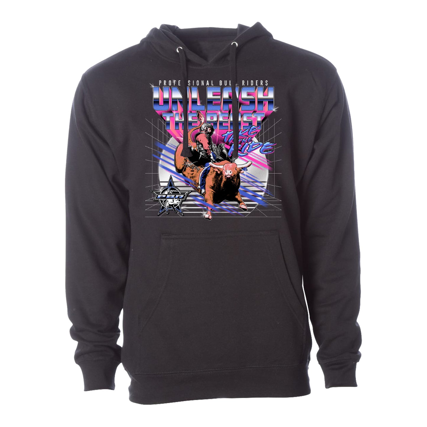 PBR Unleash The Beast Synthwave Hoodie - Black - Front View