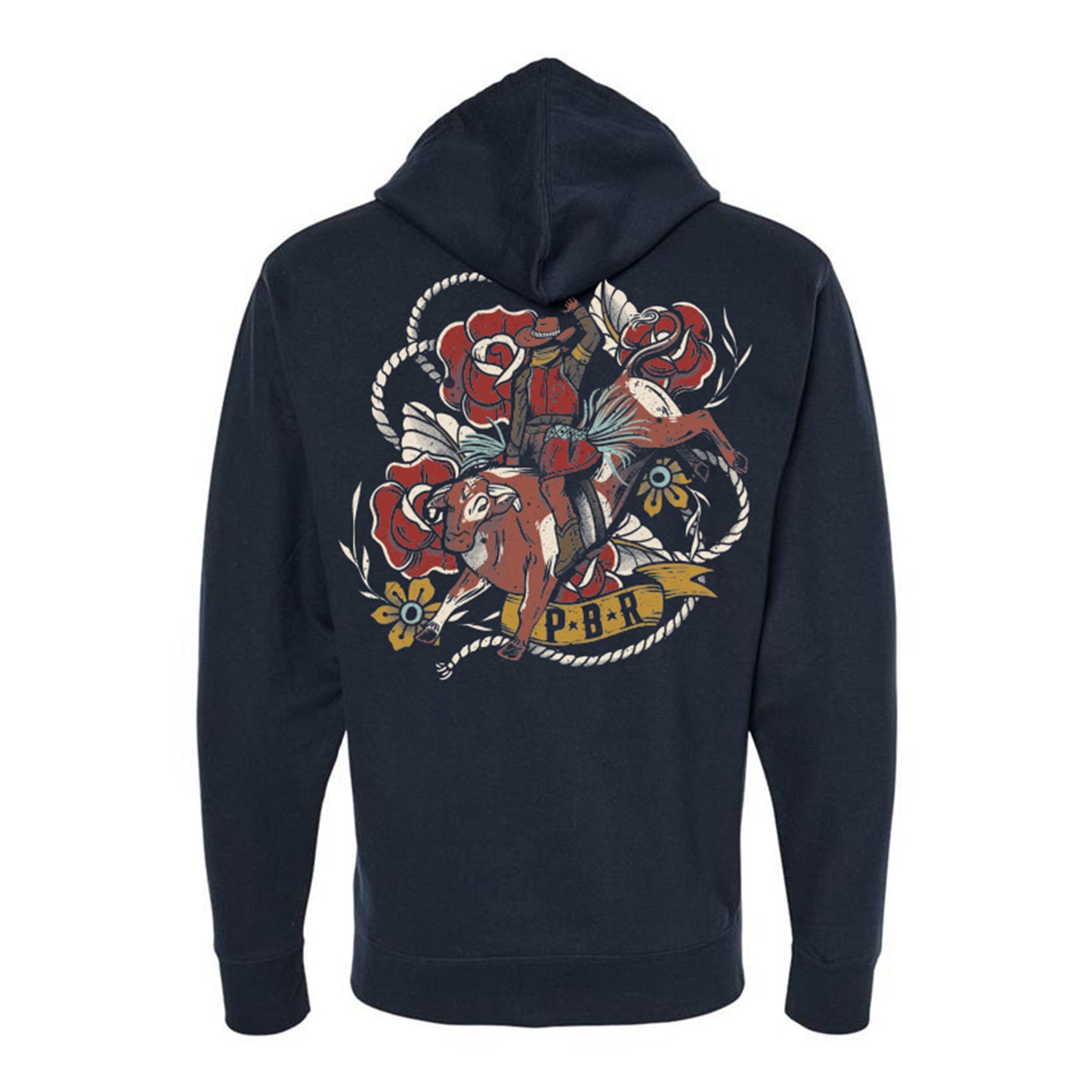 PBR Ropes & Roses Full-Zip Sweatshirt - Blue - Back View