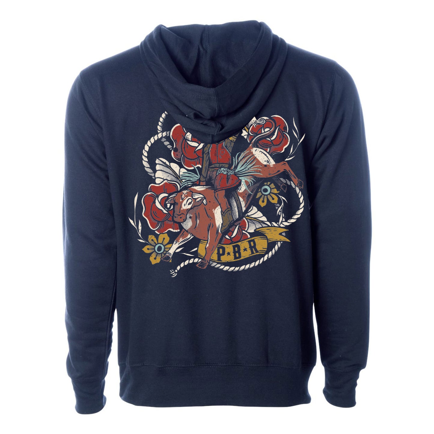 PBR Ropes & Roses Hoodie - Blue - Back View