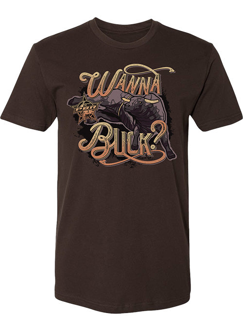 PBR Wanna Buck? T-Shirt in Brown - Front View