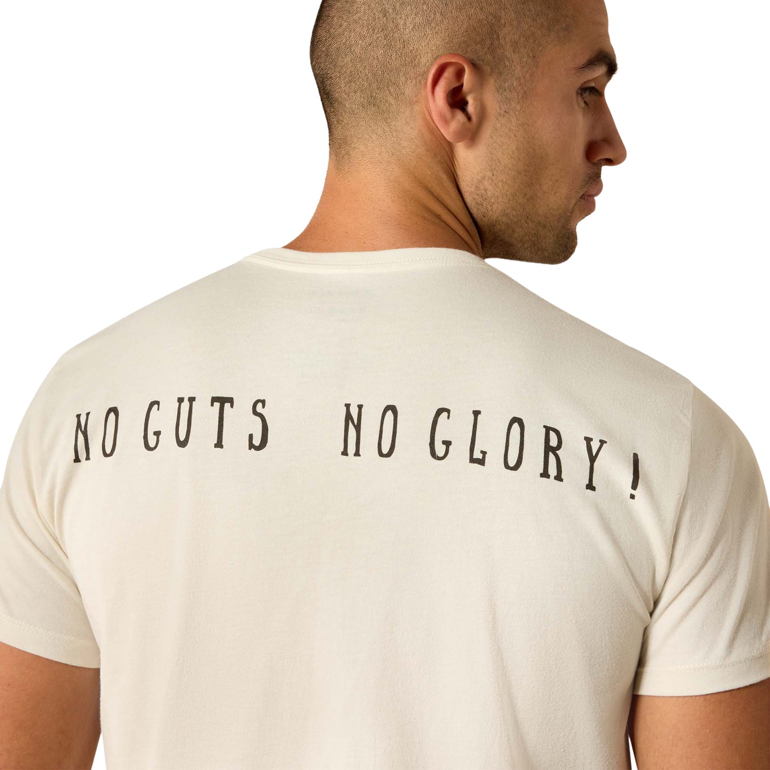 Ariat x PBR No Guts No Glory T-Shirt - Model Image Zoomed in Back View