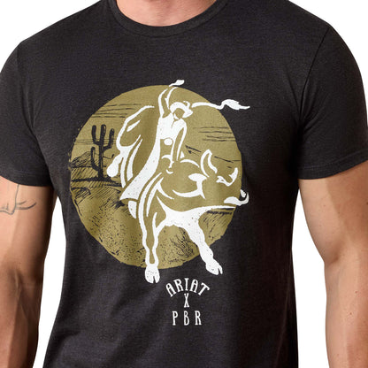 Ariat x PBR No Guts No Glory Black T-Shirt - Zoomed in Model Image Front View
