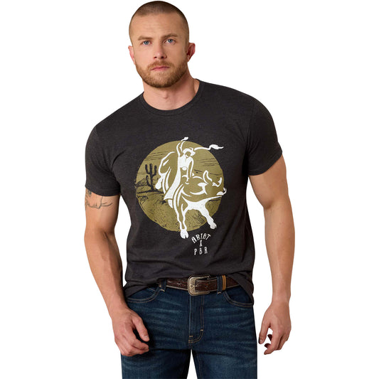 Ariat x PBR No Guts No Glory Black T-Shirt - Model Image Front View