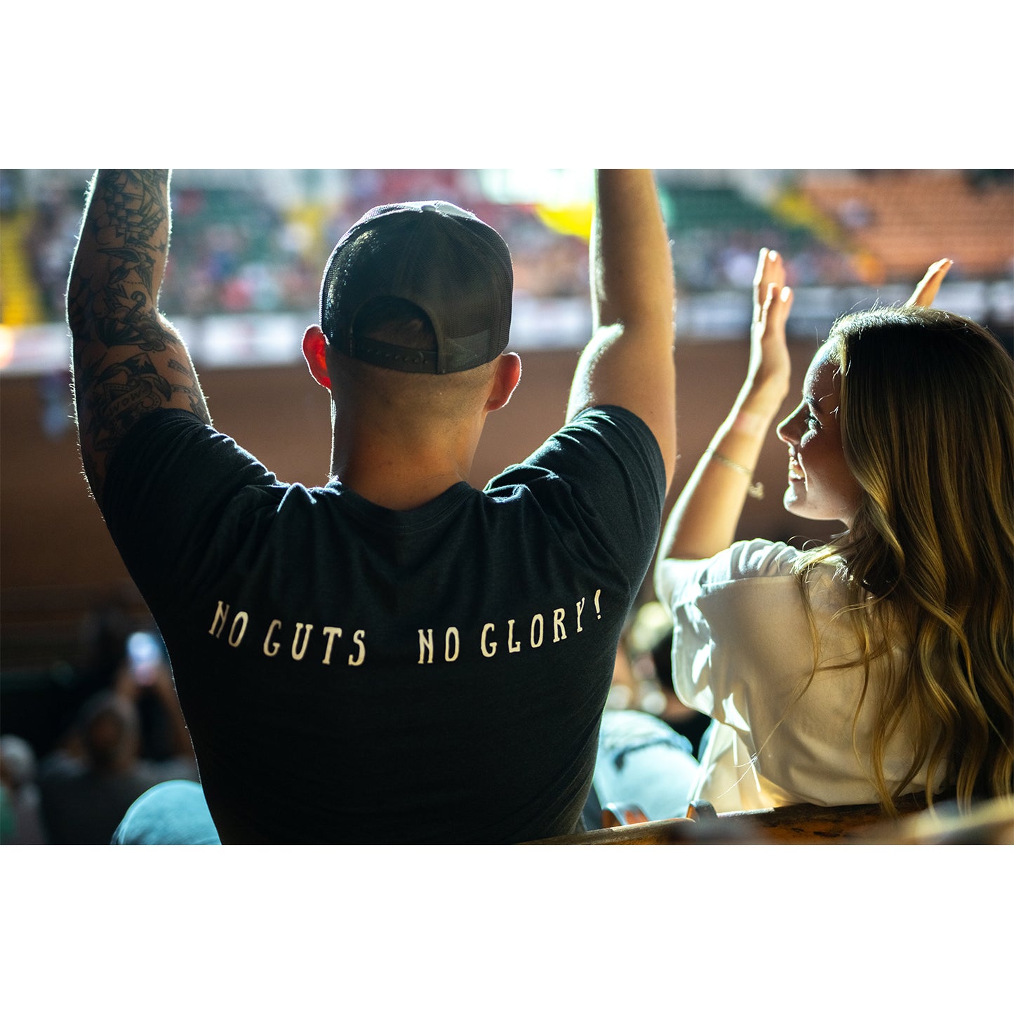 Ariat x PBR No Guts No Glory Black T-Shirt - Lifestyle Model Image Back View