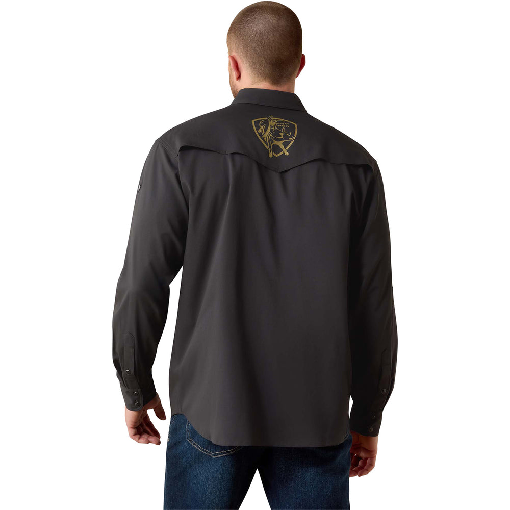 Ariat x PBR Western Black Button Up Shirt - Model Image Back View