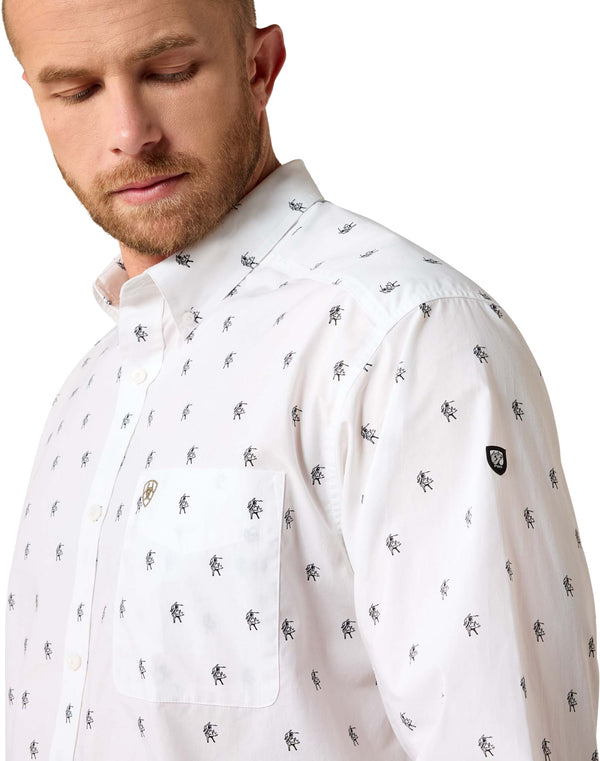 Ariat x PBR Western Print Button Up Shirt - Model Image Left Side View