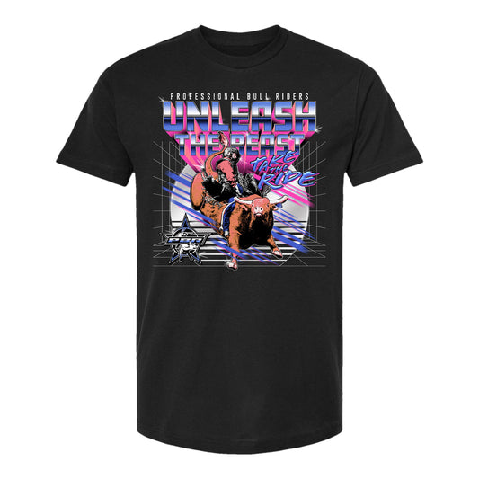 PBR Unleash The Beast Synthwave T-Shirt - Black - Front View