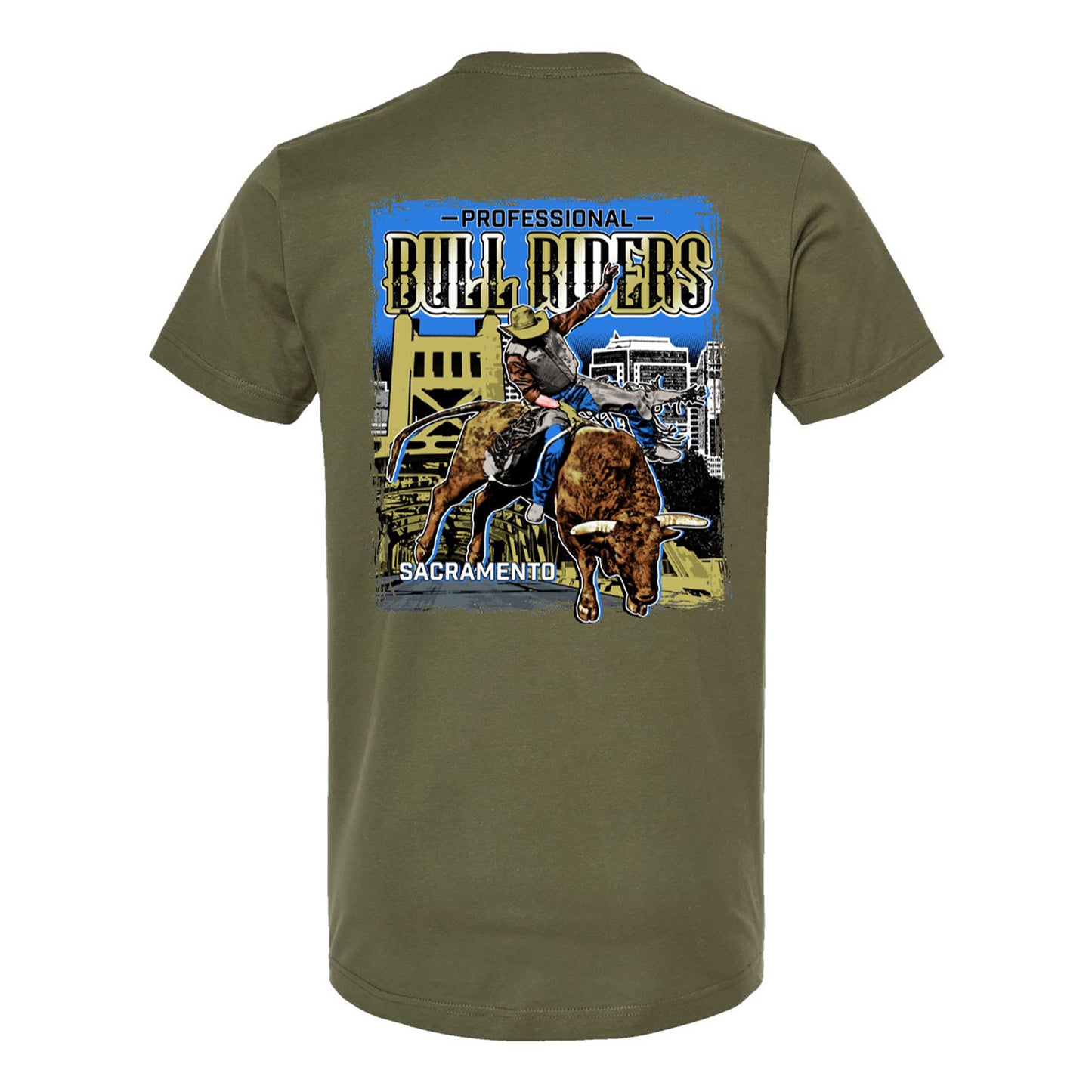 PBR Sacramento Bucking Bridge T-Shirt - Military Green