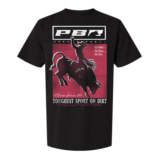 PBR Toughest Sport on Dirt Rider Silhouette T-Shirt - Black