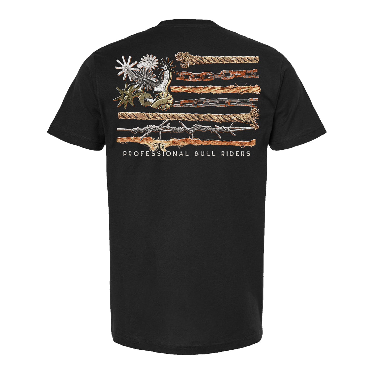 PBR Ropes and Spurs Western Flag T-Shirt - Black