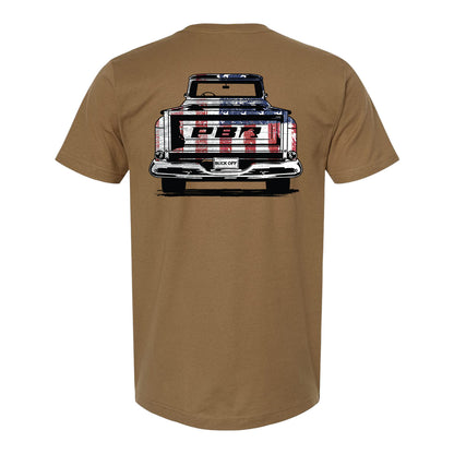 PBR Patriotic Vintage Truck T-Shirt - Desert Brown