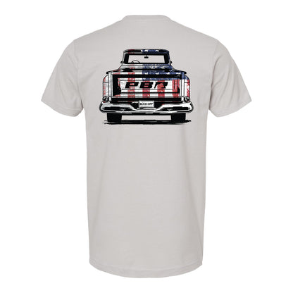 PBR Patriotic Vintage Truck T-Shirt - Silver