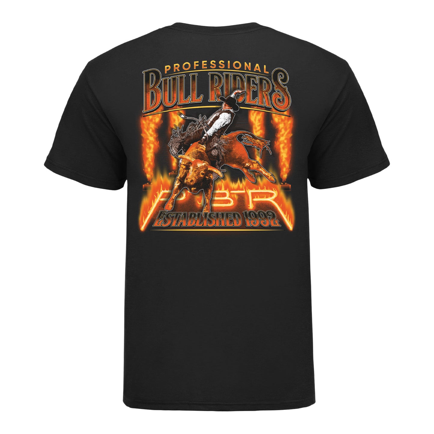 PBR Fire & Flames T-Shirt - Black - Back View