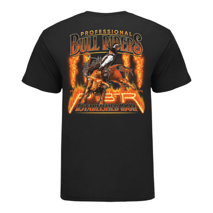 PBR Fire & Flames T-Shirt - Black - Back View