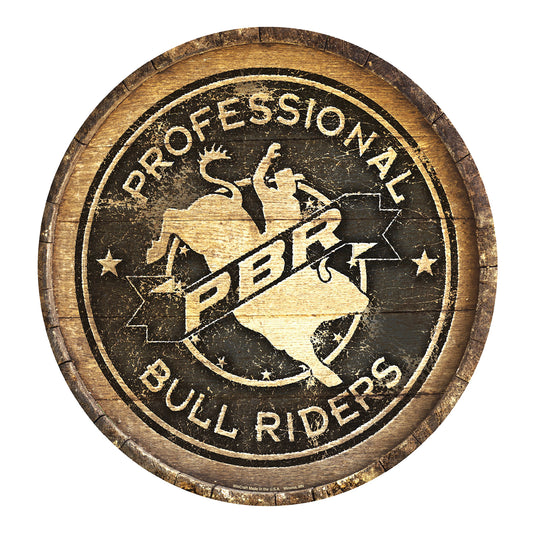 Retro Distressed 14" Round Wood Sign - Tonal - Front View