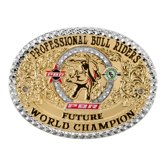 PBR Future World Champion Clip-On Belt Buckle - Front View