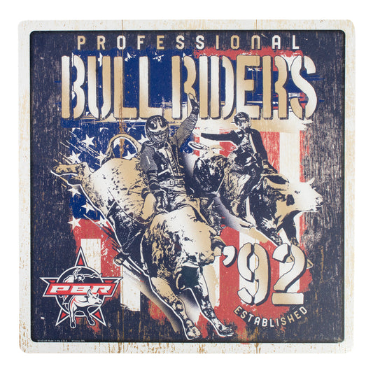 PBR Patriotic Distressed 12" Square Wood Sign