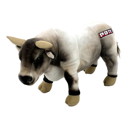 PBR Gray 14" Plush Bull - Angled Left Front View