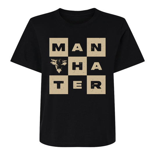 Ladies Man Hater Checkerboard T-Shirt - Front View