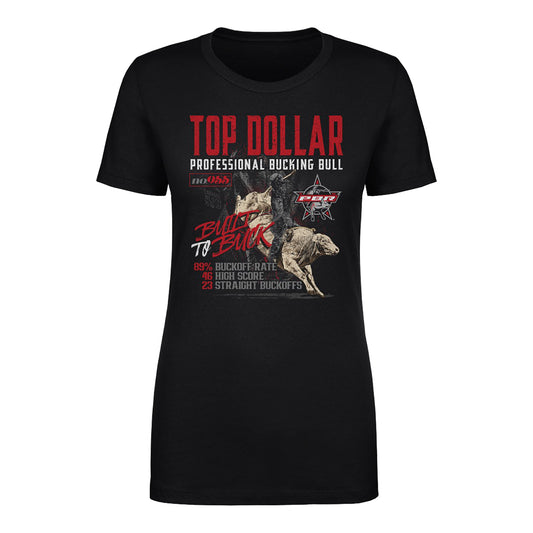 Ladies PBR Top Dollar Built to Buck T-Shirt - Black