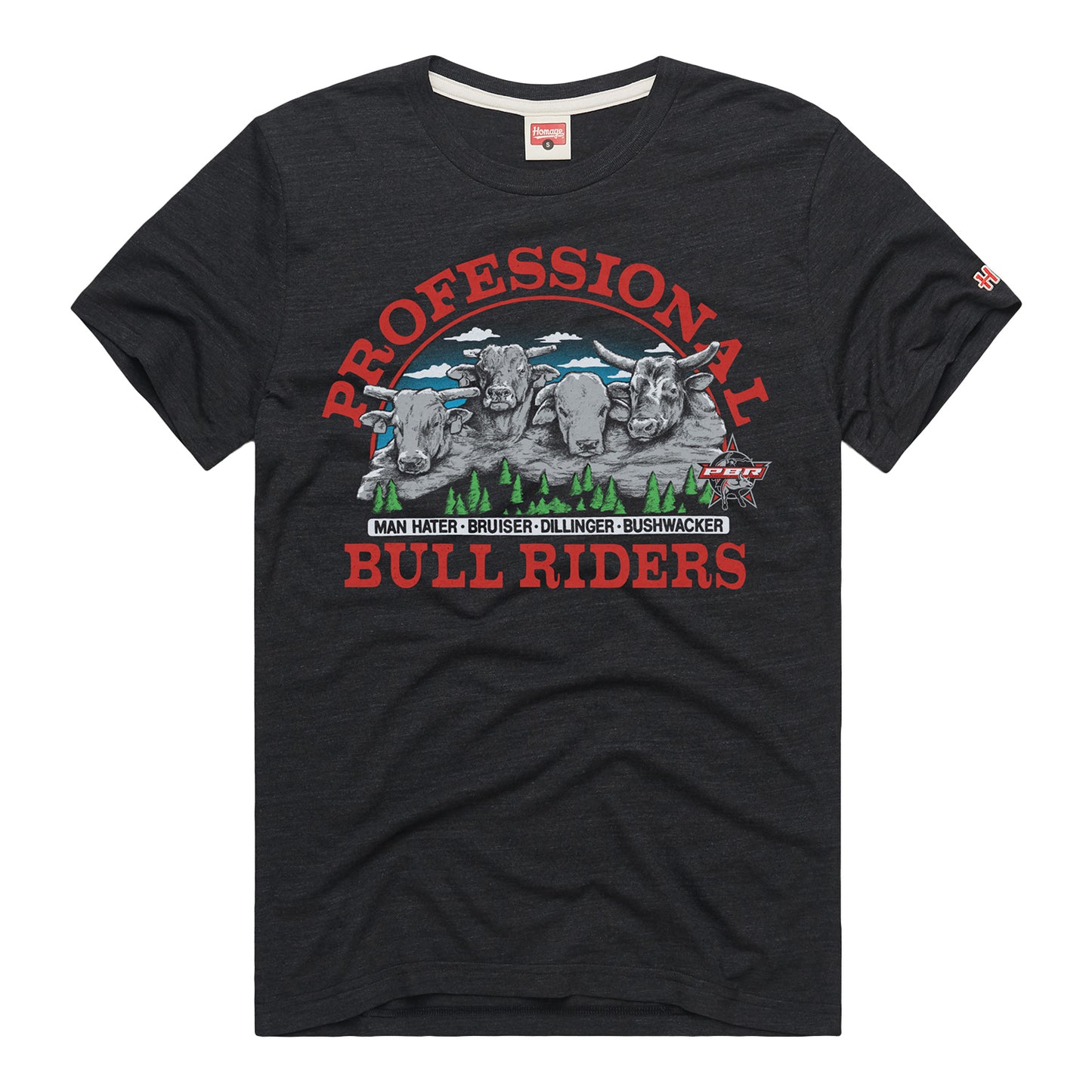 PBR Homage Bull Mount Rushmore T-Shirt - Front View