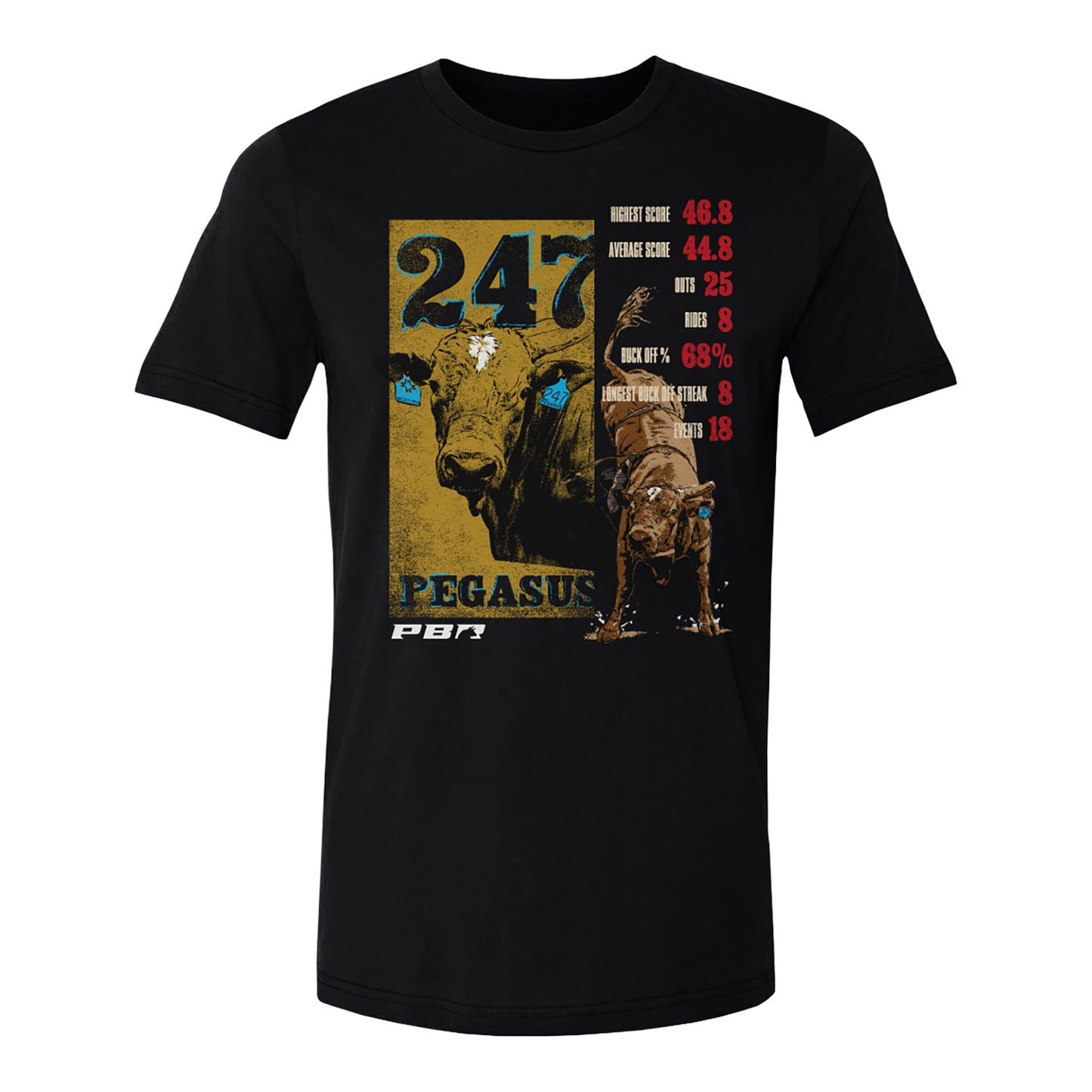 PBR Pegasus 247 Career Stats T-Shirt - Black
