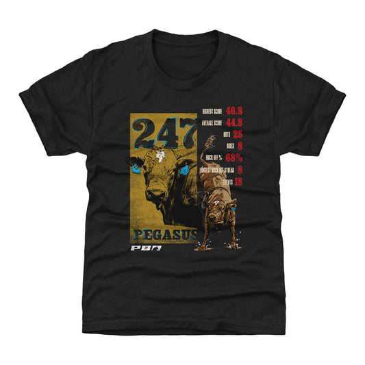 Youth PBR Pegasus 247 Career Stats T-Shirt - Black