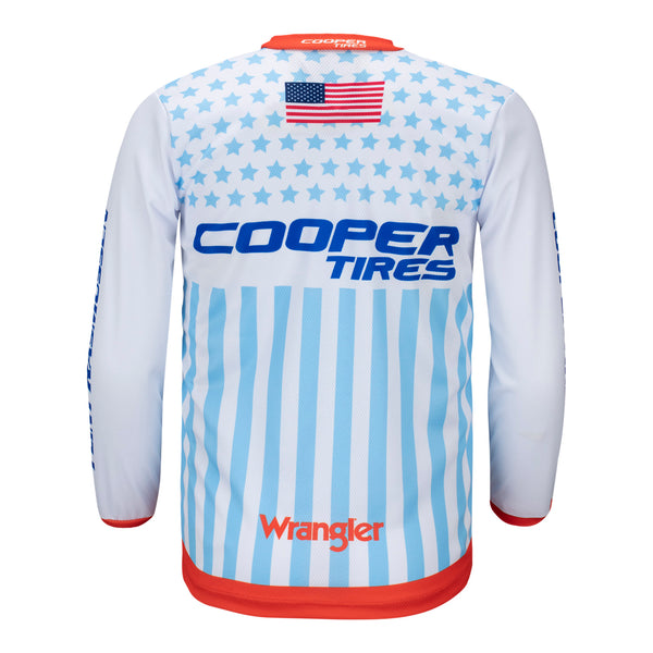 PBR Cooper TIres Flag Long Sleeve Youth Jersey - Back View