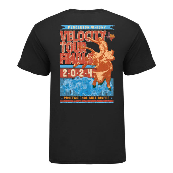 2024 PBR PW Velocity Tour Finals Corpus Christi T-Shirt in Black - Back View