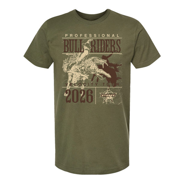 PBR Velocity Tour 2026 Routing T-Shirt - Military Green - Front View