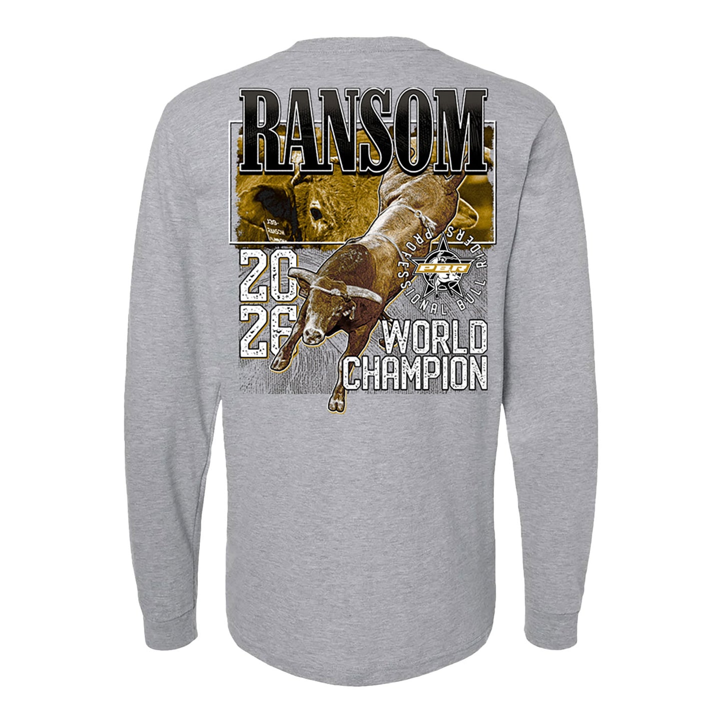 PBR 2026 World Champion Ransom Long Sleeve T-Shirt - Grey