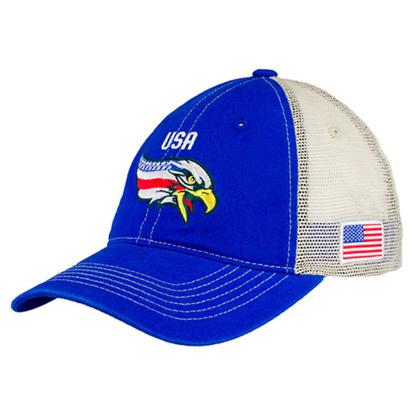 PBR Global Cup Team USA Eagles Hat in Blue and White - Angled Left Side View