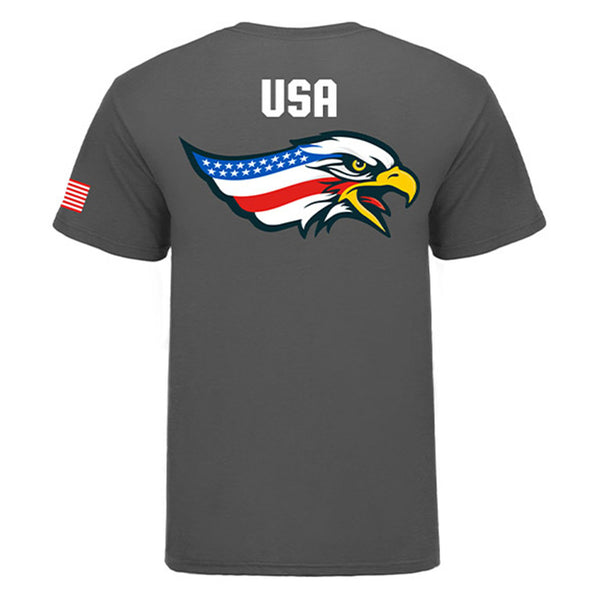 Global Cup USA Team Eagles Mascot Shirt in Grey - Back view